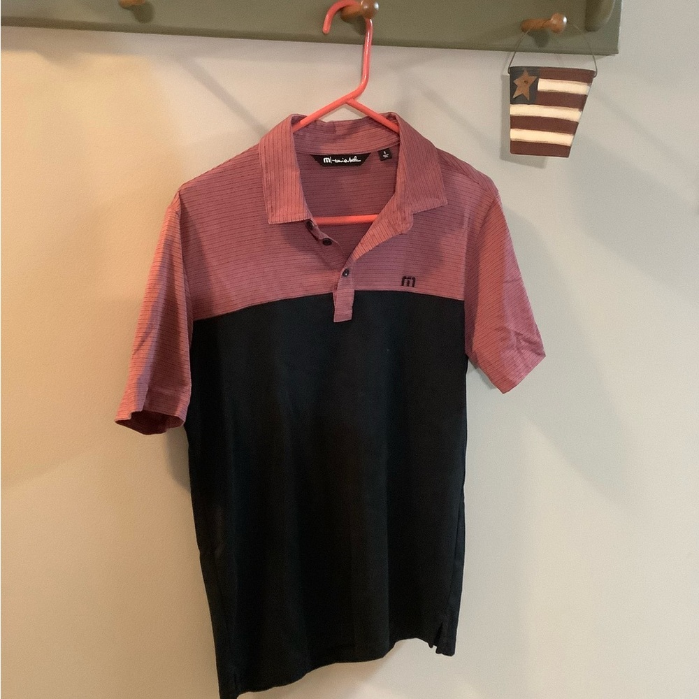 Travis Mathew Men's Red and Black Golf Polo Shirt Size Small